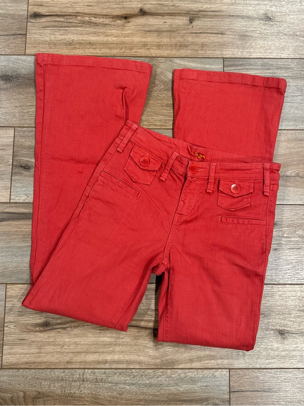 Vintage 2000s J Brand Red Denim Jeans Y2K Low-rise Flare | Size 28